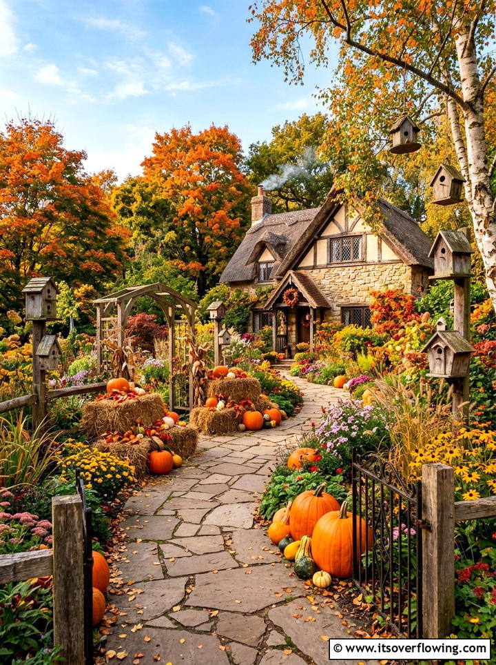 Fall Cottage Garden - 25 garden decor ideas with fall decor