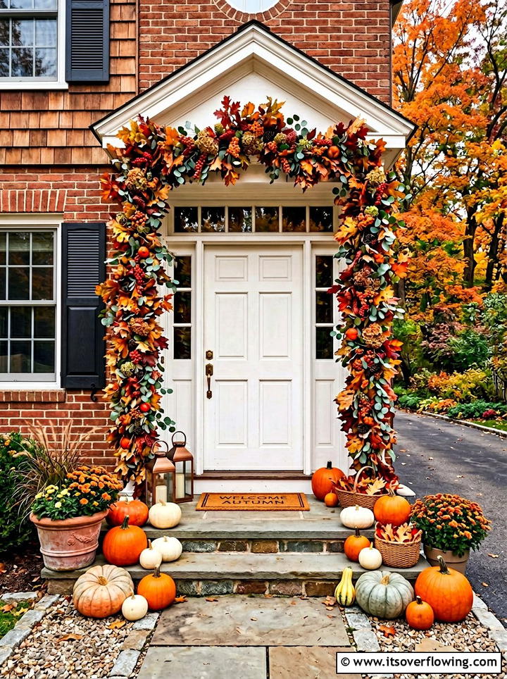 Fall Floral Garland - 25 front porch decor ideas for fall