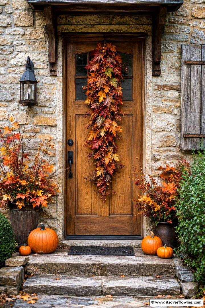 Fall Foliage Garland Swag - 50 Fall Front Door Decor Ideas Roundup- Curb Appeal