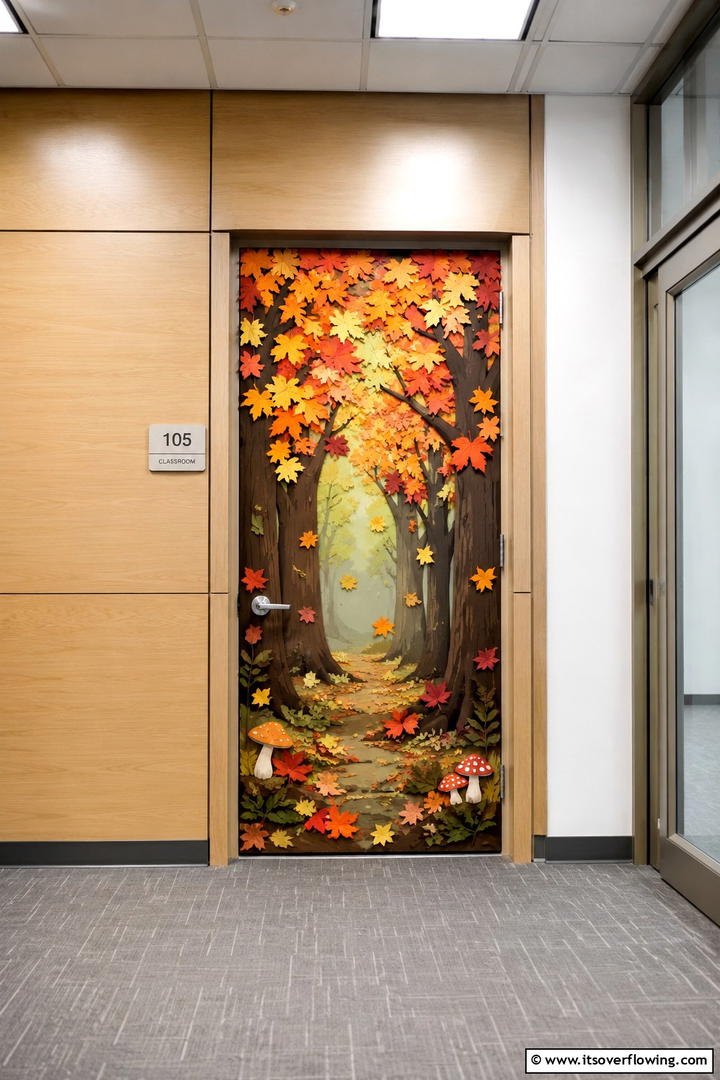 Fall Forest Scene - 50 Fall Door Decor Classroom Ideas for Cozy Entryways