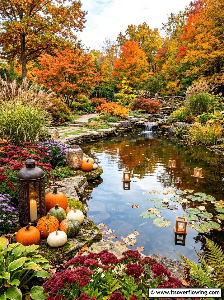 Fall Garden Pond - 25 garden decor ideas with fall decor