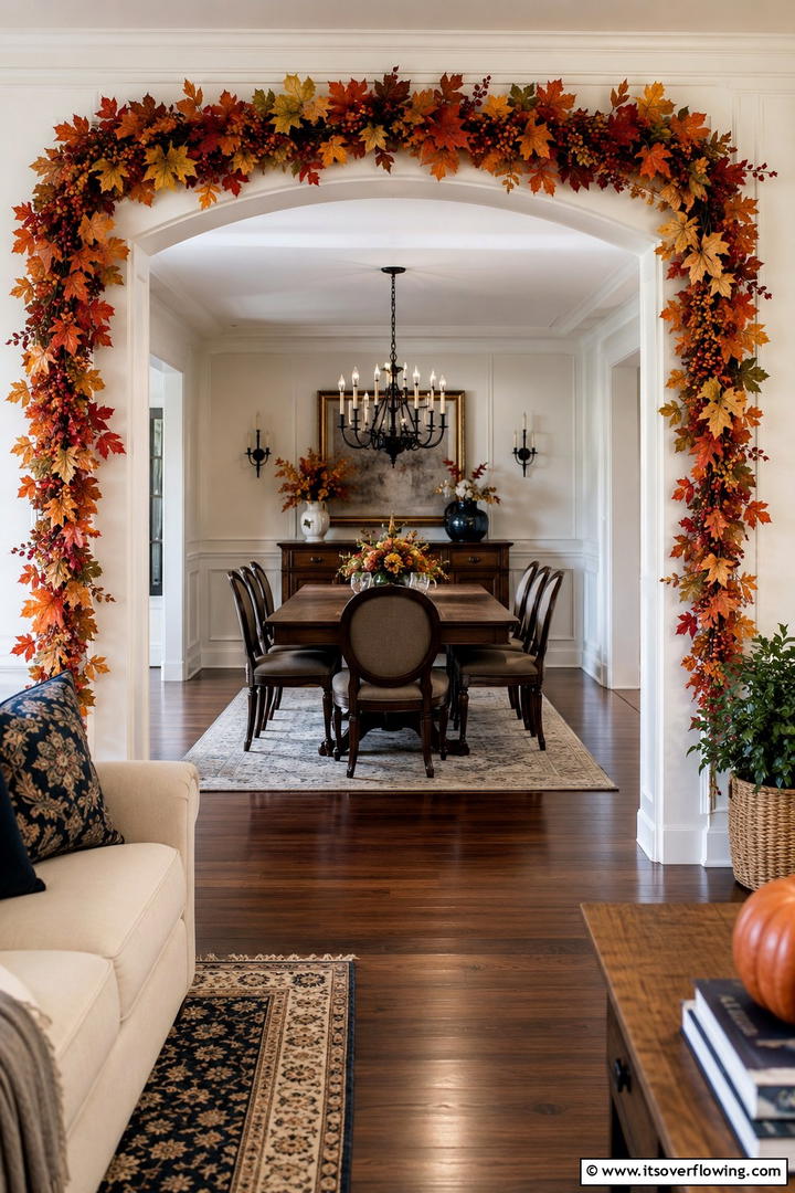 Fall Garland Throughout Doorways - 50 Fall Decor Ideas for A Cozy Seasonal Refresh at Home