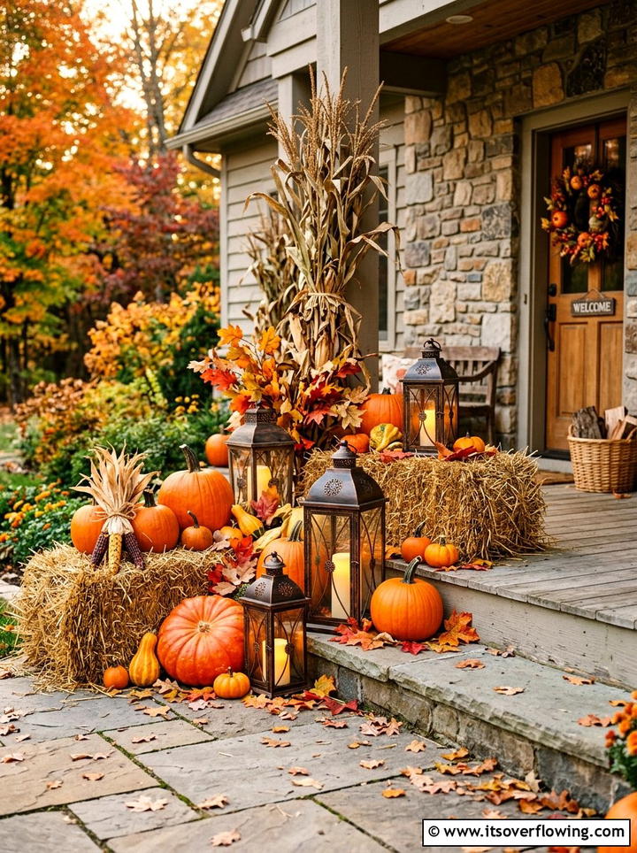Fall Harvest Porch Lanterns - 25 front porch decor ideas with lanterns
