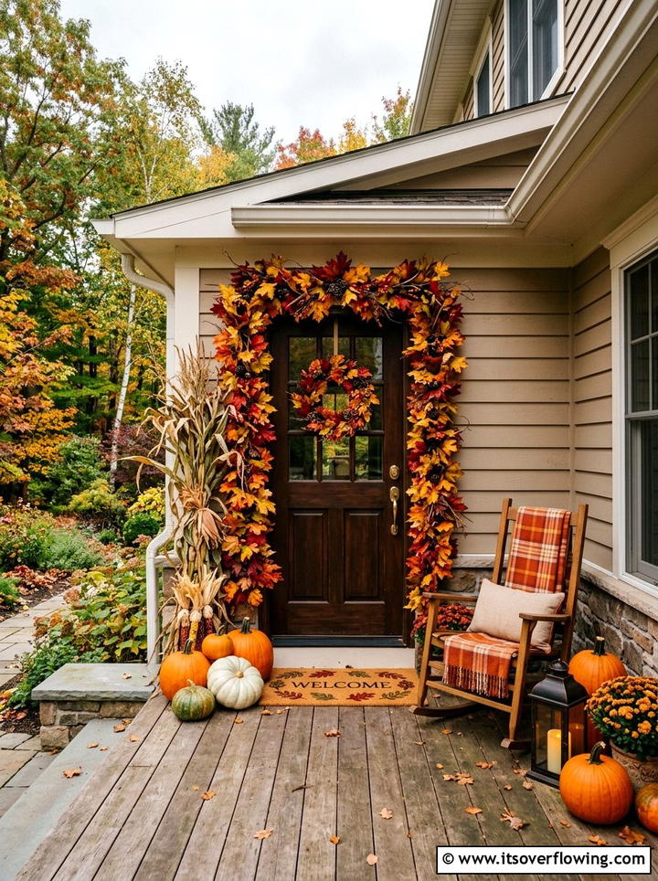 Fall Leaf Garland Porch - 25 front porch decor ideas with garlands