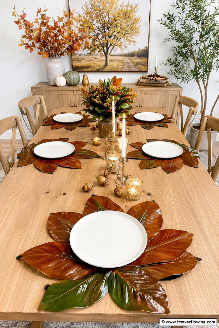 Fall Leaf Place Mats - 50 Fall Table Decor Ideas Roundup- Seasonal Styling