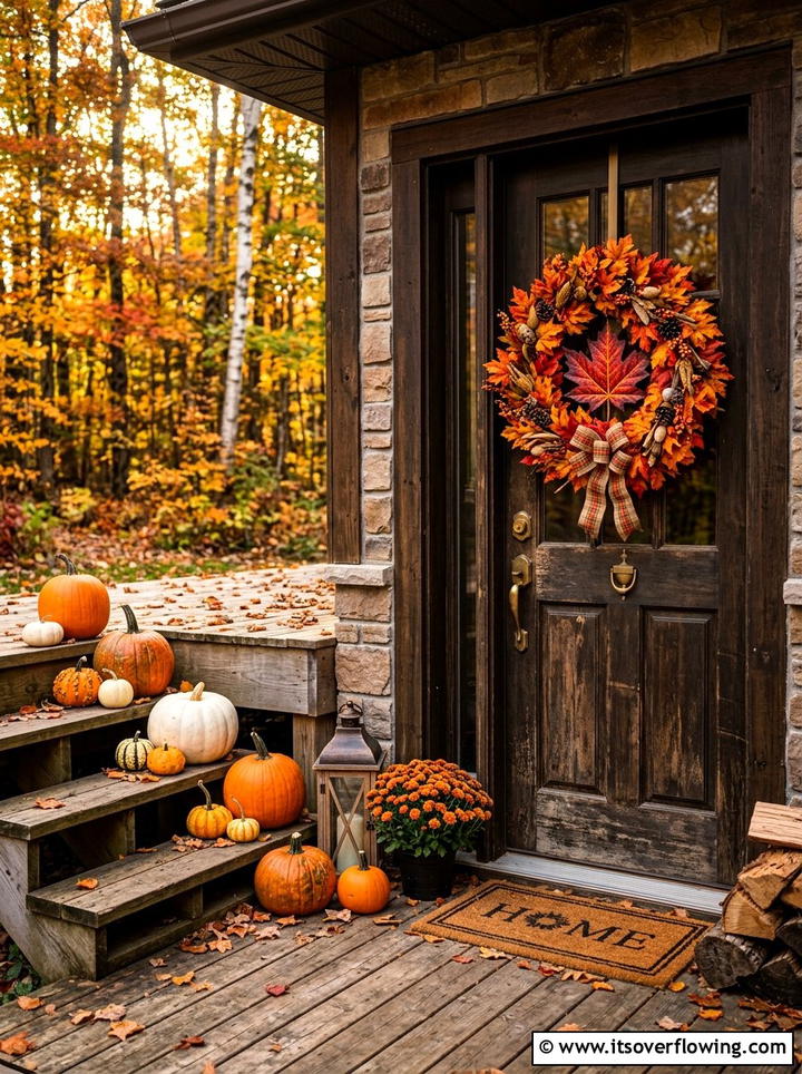 Fall Maple Leaf - 25 front porch ideas with seasonal wreaths