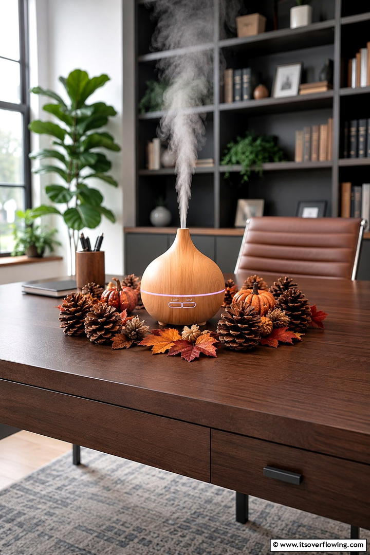 Fall Office Diffuser Arrangement - 50 Fall Office Decor Ideas for A Sleek, Calm Workspace