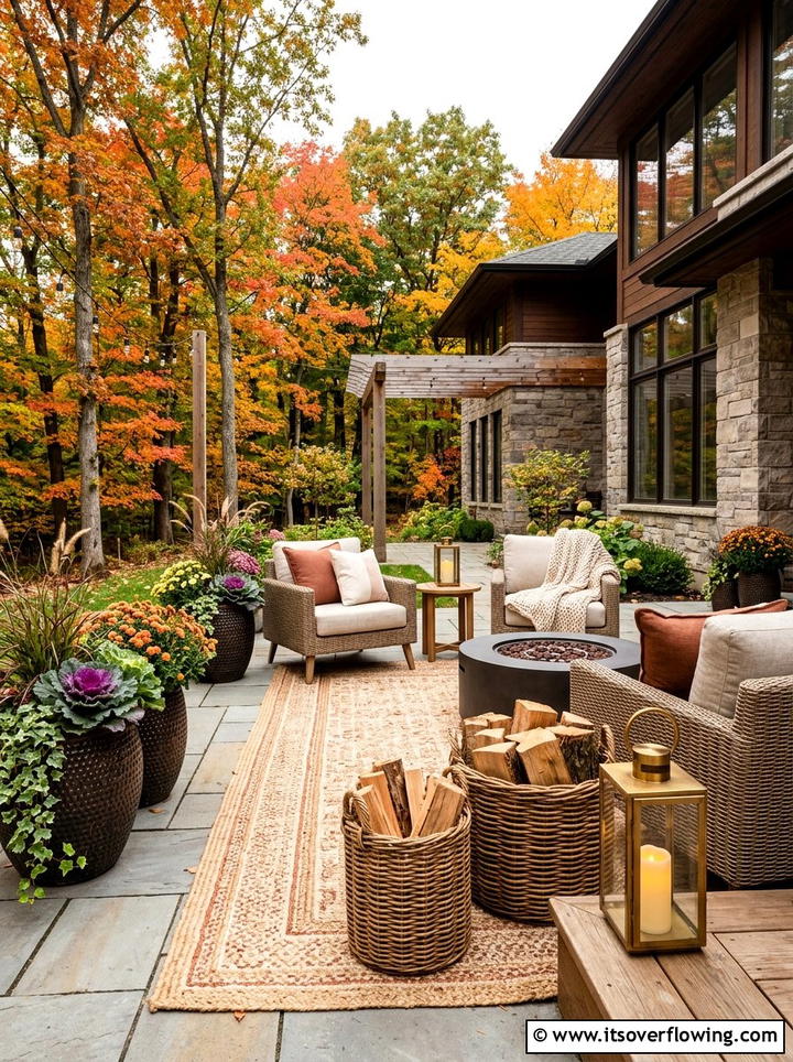 Fall Patio Setup - 25 garden decor ideas with fall decor