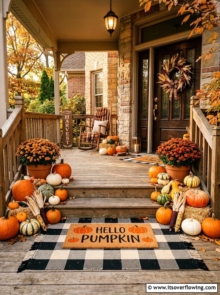 Fall Porch Doormat Layering - 25 front porch ideas with doormat