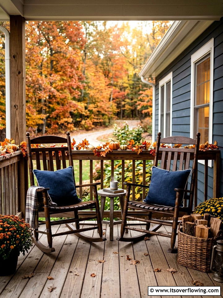 Fall Porch Rocking Chair - 25 backyard decorating ideas with seasonal decor