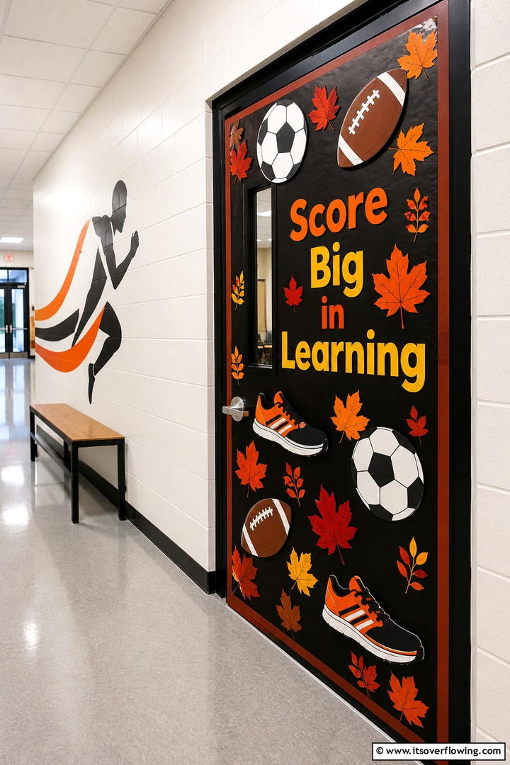 Fall Sports Celebration - 50 Fall Door Decor Classroom Ideas for Cozy Entryways