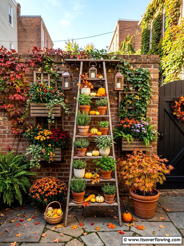 Fall Vertical Garden - 25 garden decor ideas with fall decor