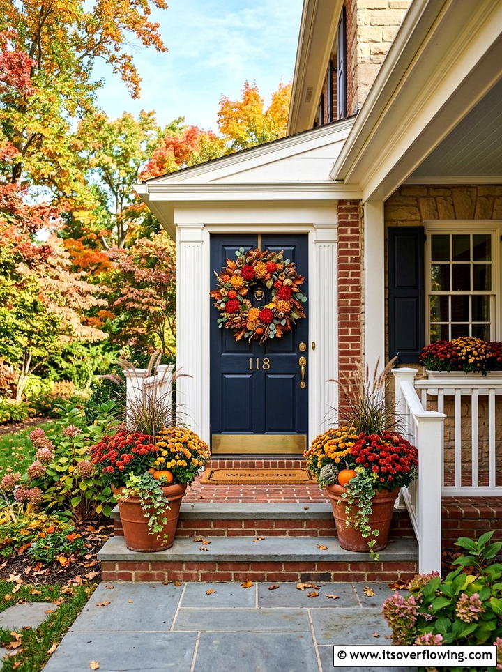 Fall floral wreaths - 25 front porch decor ideas for thanksgiving