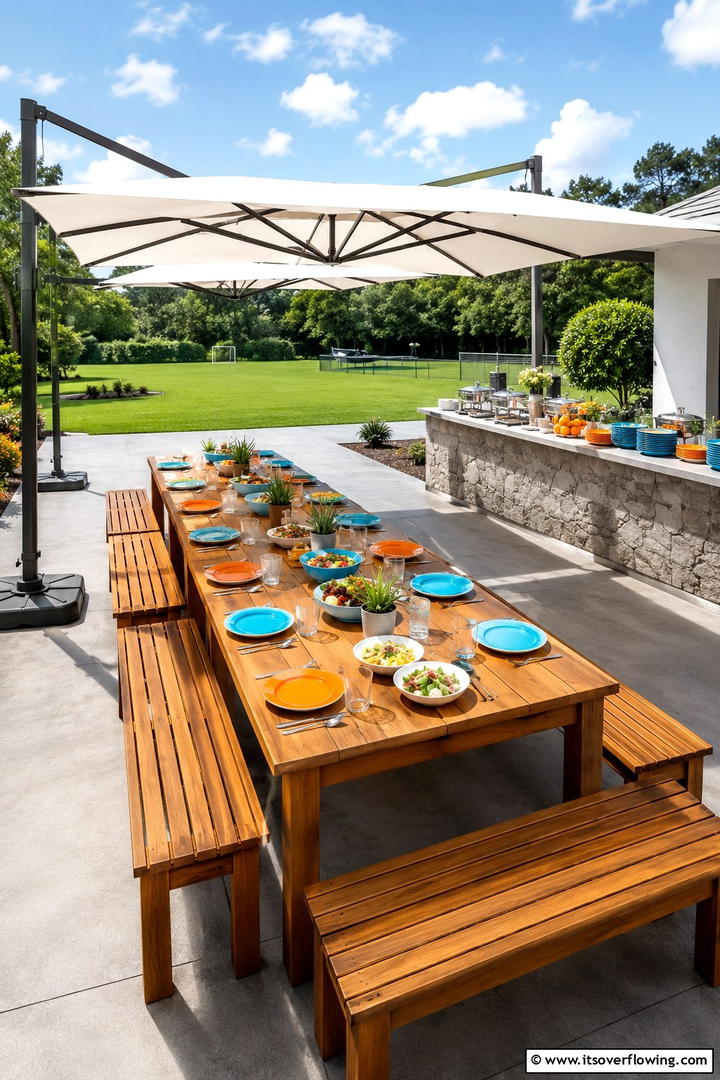 Family Friendly Outdoor Buffet - 30 Inviting Outdoor Dining Area Ideas for Al Fresco Meals