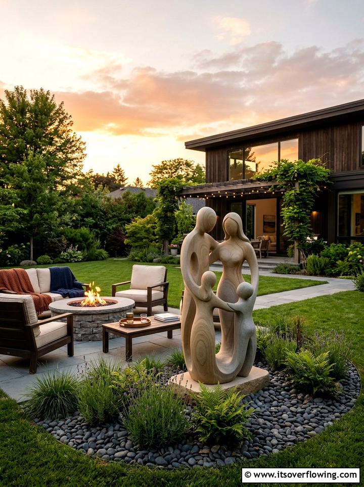 Family garden sculpture - 25 garden decor ideas with statues