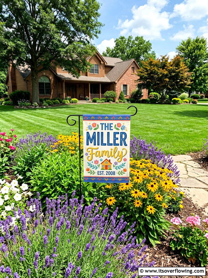 Family name garden flag - 25 backyard decorating ideas with personalized decor