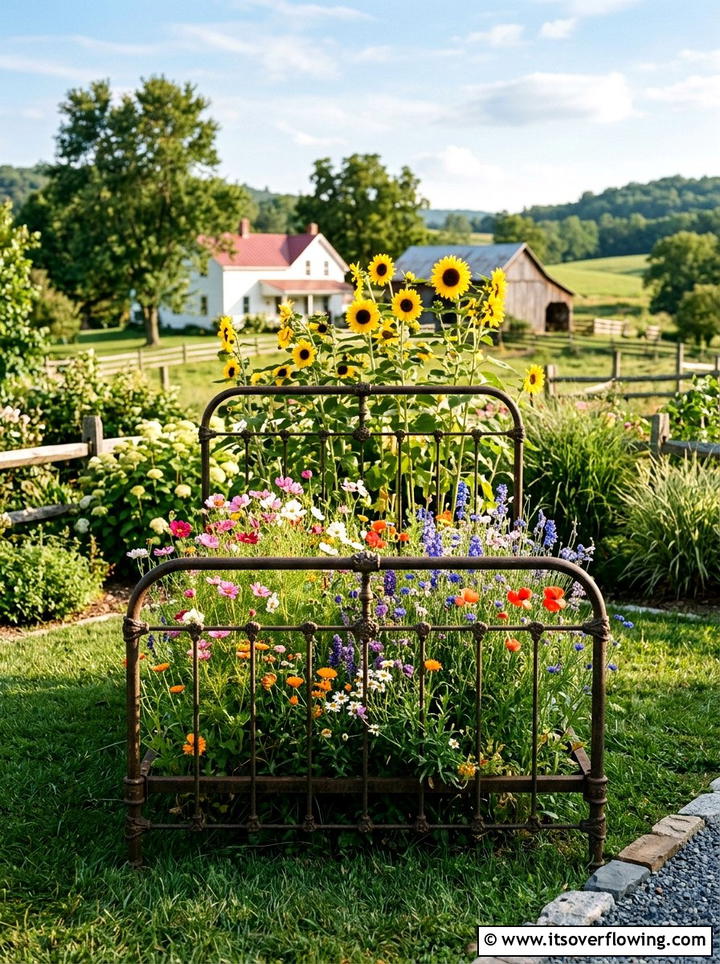 Farmhouse Bed Frame Flower Bed - 25 reusing old things ideas for farmhouse garden look