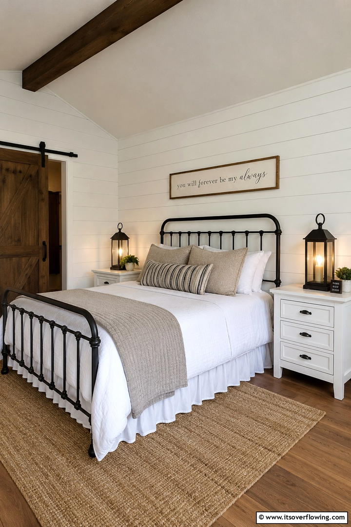 Farmhouse Bedside Elegance - 30 Rustic Bedroom Ideas to Create a Warm and Inviting Space