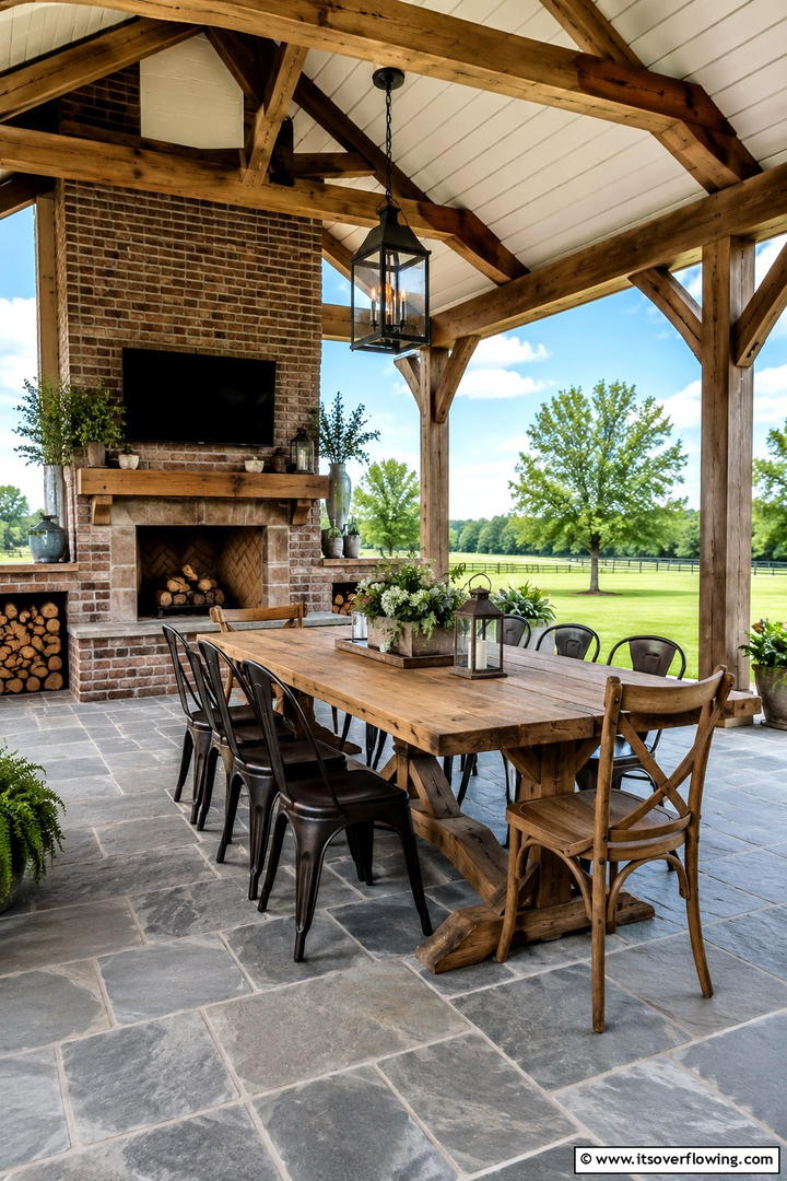 Farmhouse Dining Area - 30 Rustic Patio Ideas for a Charming Outdoor Relaxation Spot