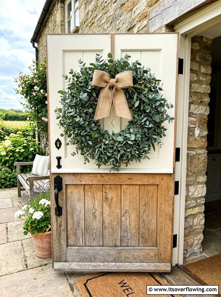 Farmhouse Front Door Wreath - 25 front porch ideas with farmhouse style