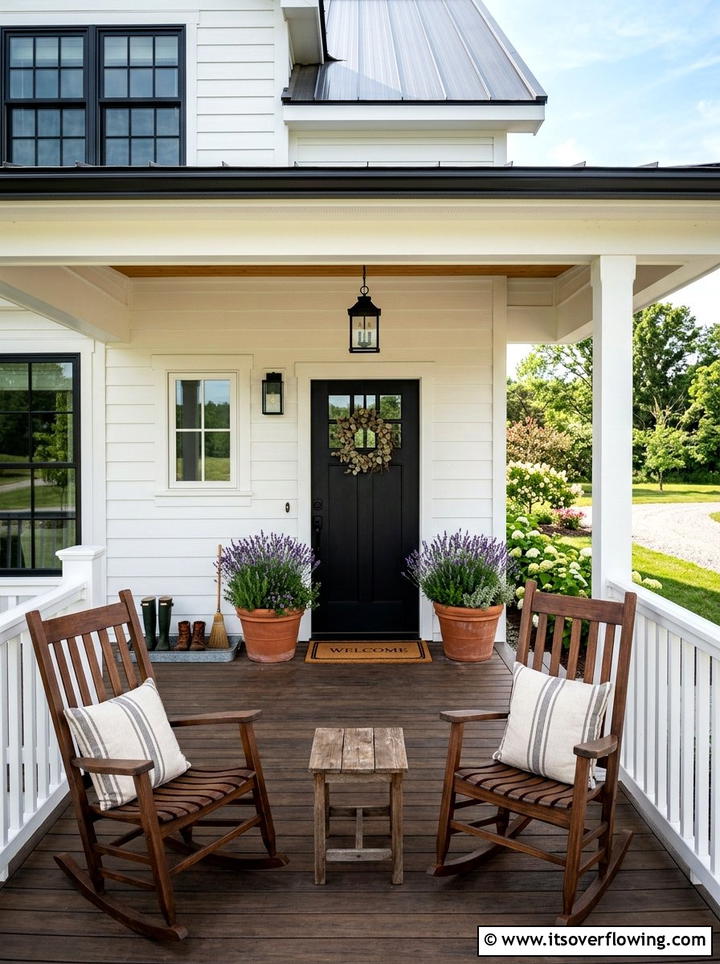 Farmhouse Front Porch - 25 front porch ideas with boot tray