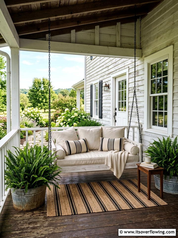 Farmhouse Front Porch - 25 front porch ideas with porch bed swing
