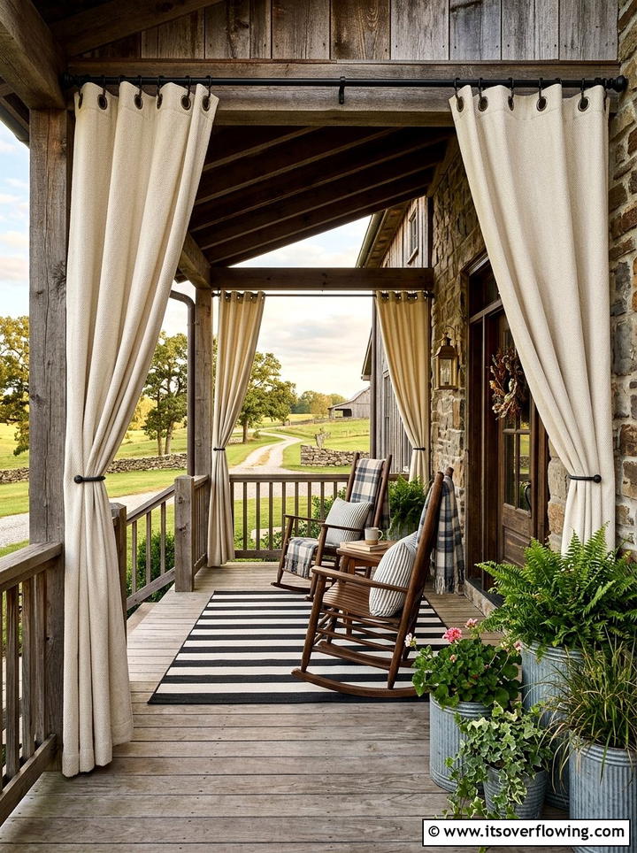 Farmhouse Front Porch Curtains - 25 front porch ideas with outdoor curtains