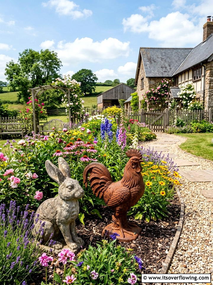 Farmhouse Garden Statues - 25 backyard ideas with farmhouse style
