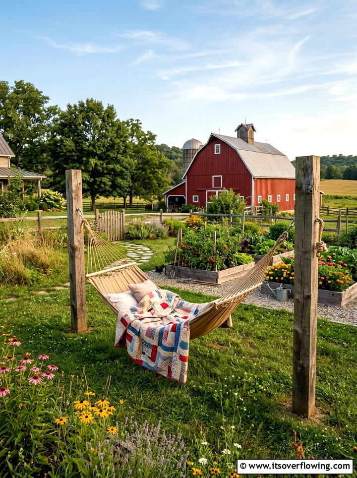 Farmhouse Hammock - 25 backyard ideas with hammock
