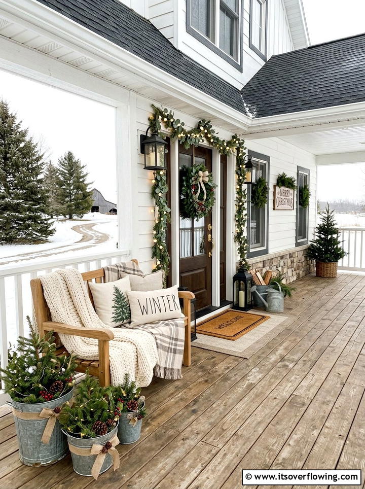 Farmhouse Holiday Porch - 25 front porch decor ideas for christmas
