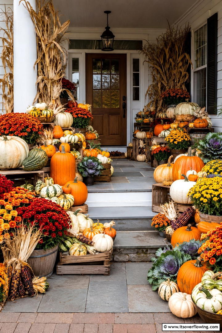 Farmhouse Milk Jug and Crate Display Porch - 50 Fall Porch Decor Ideas for Welcoming Outdoor Spaces