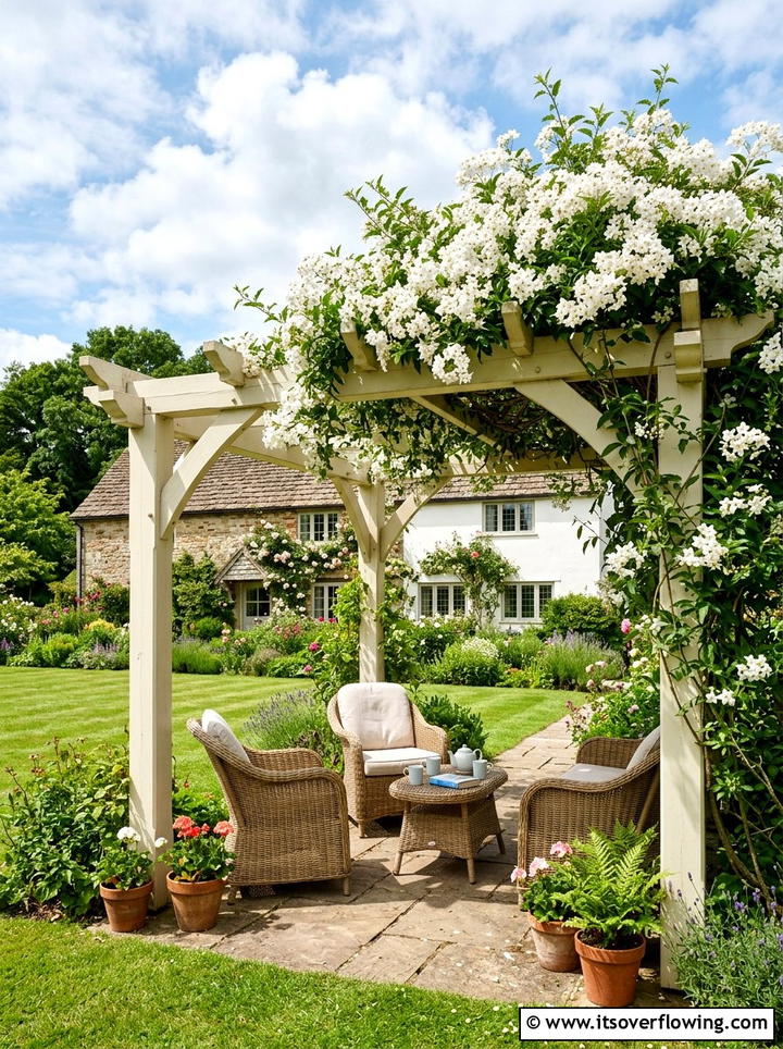 Farmhouse Pergola With Potato Vine - 25 garden design ideas with pergola and vines