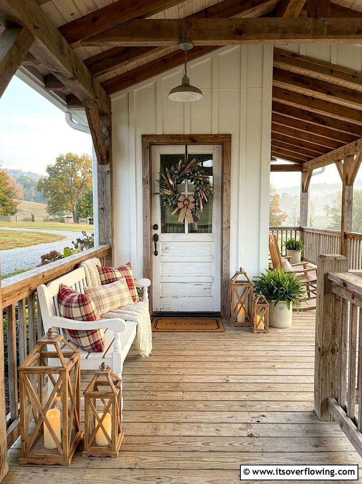 Farmhouse Porch Decor - 25 front porch ideas with candle lanterns