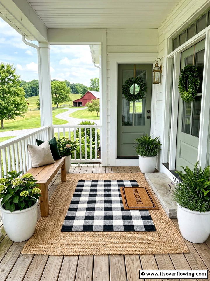 Farmhouse Porch Layering Rug - 25 front porch ideas with farmhouse style