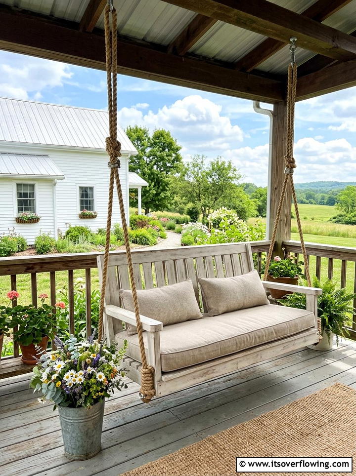 Farmhouse Porch Swing Chair - 25 front porch ideas with hanging chair
