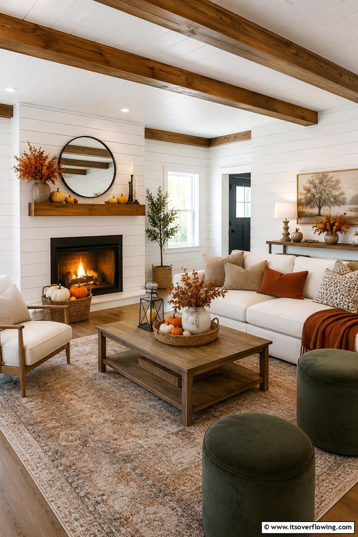 Farmhouse Shiplap Walls - 50 Living Room Fall Decor Ideas for Cozy Autumn Updates