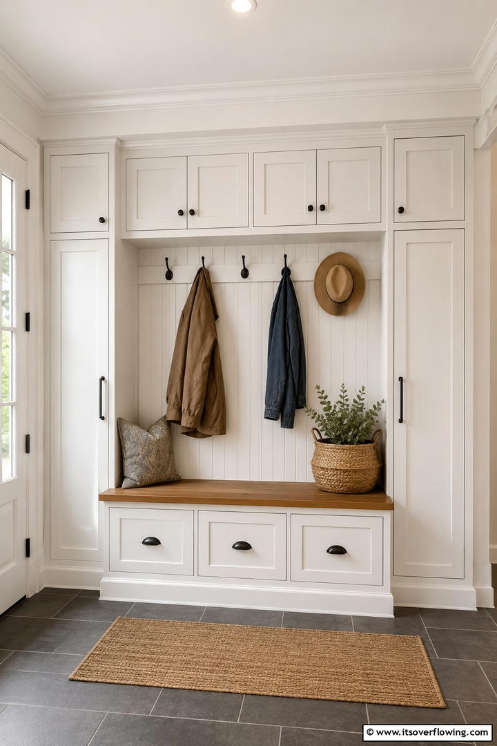Farmhouse Style Mudroom Bench - 30 Functional Mudroom Bench Ideas for Organized Entryways