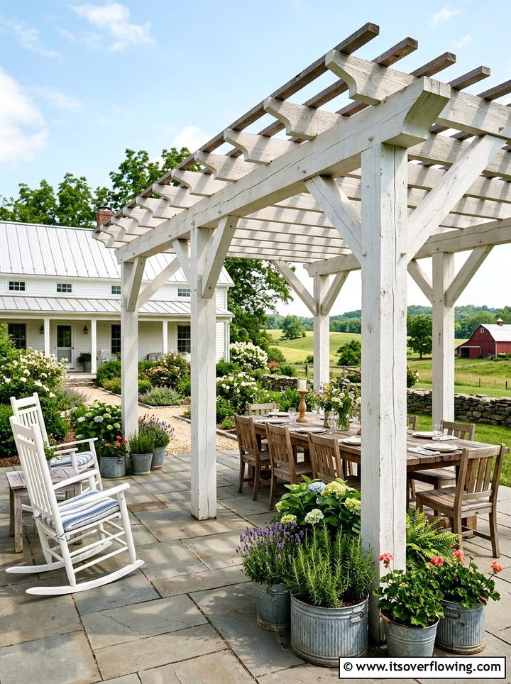 Farmhouse Style Pergola - 25 backyard decorating ideas with pergola decor