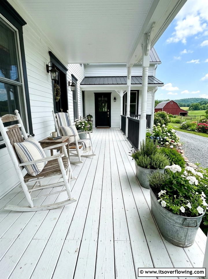 Farmhouse White Porch Floor - 25 front porch ideas with painted floor