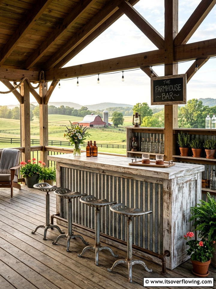 Farmhouse bar - 25 backyard ideas with bar area