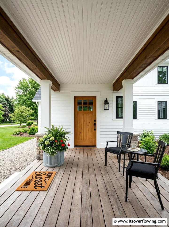 Farmhouse front porch - 25 front porch ideas with beadboard ceiling