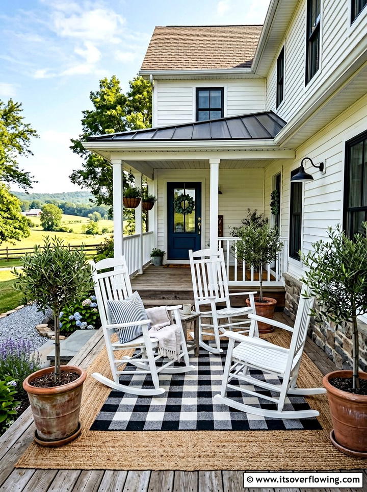 Farmhouse front porch - 25 front porch ideas with rocking chairs