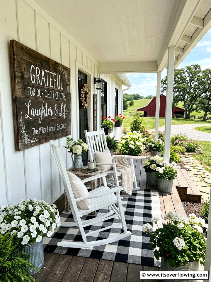 Farmhouse front porch decor - 25 front porch ideas with signs and quotes