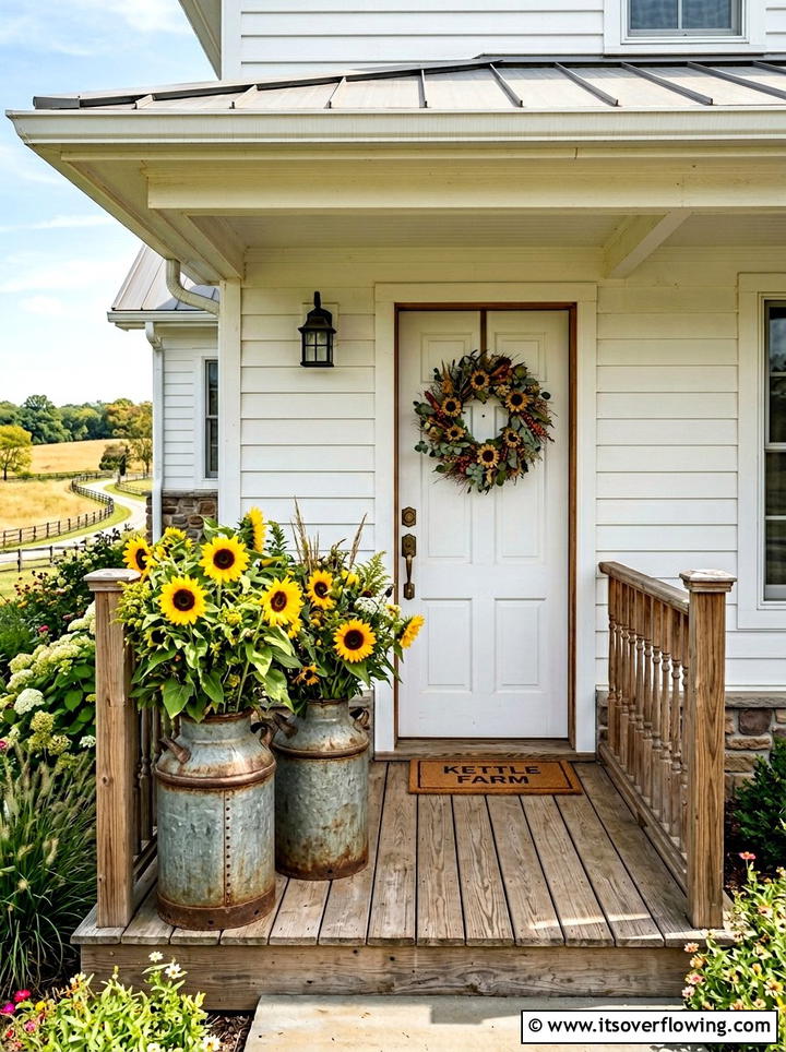 Farmhouse kettle porch decor - 25 upcycled garden ideas with old kettles