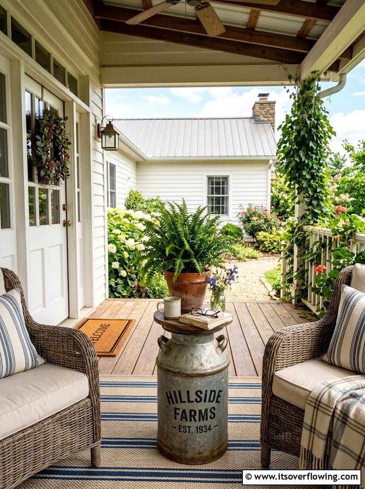 Farmhouse milk can decor - 25 upcycled garden ideas with farmhouse style