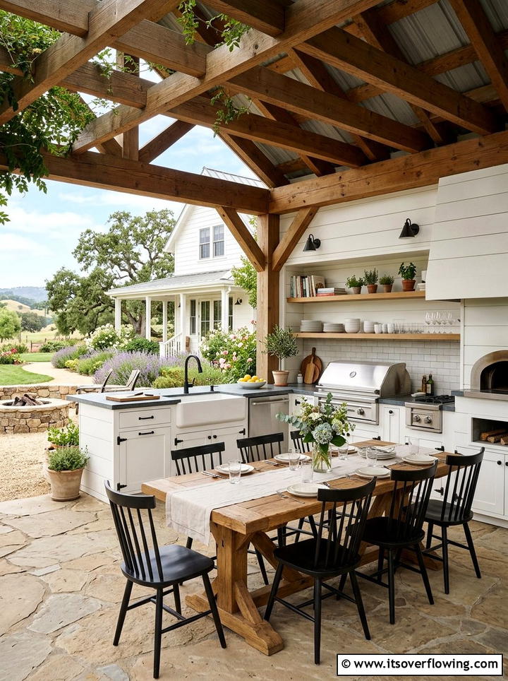 Farmhouse style outdoor kitchen - 25 backyard ideas with outdoor kitchen