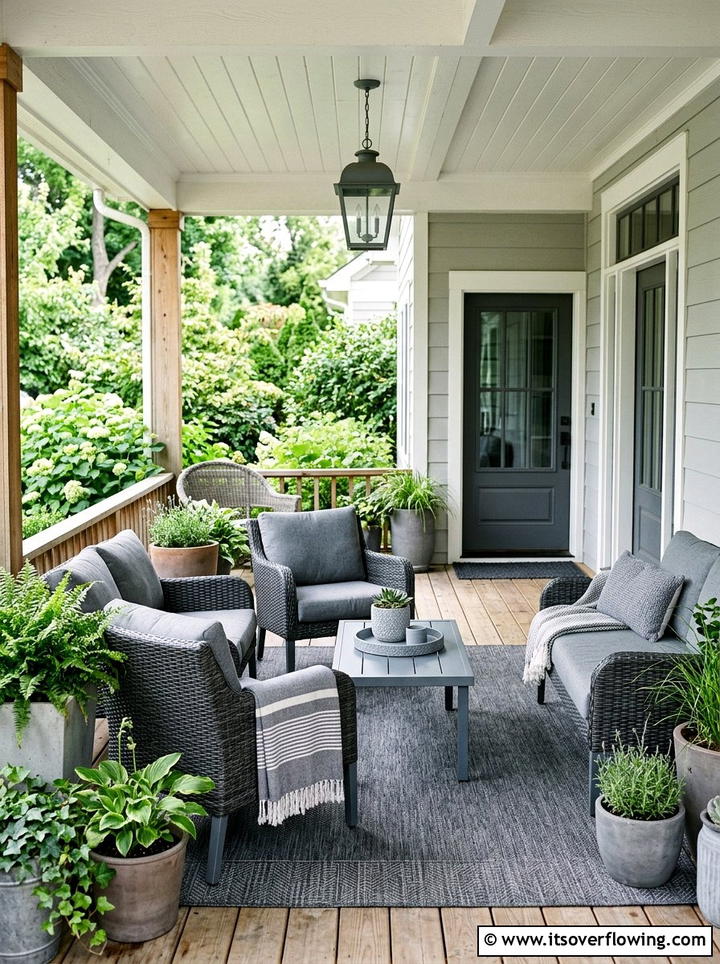 Faux Boxwood Porch Greenery - 25 front porch decor ideas with low maintenance setup