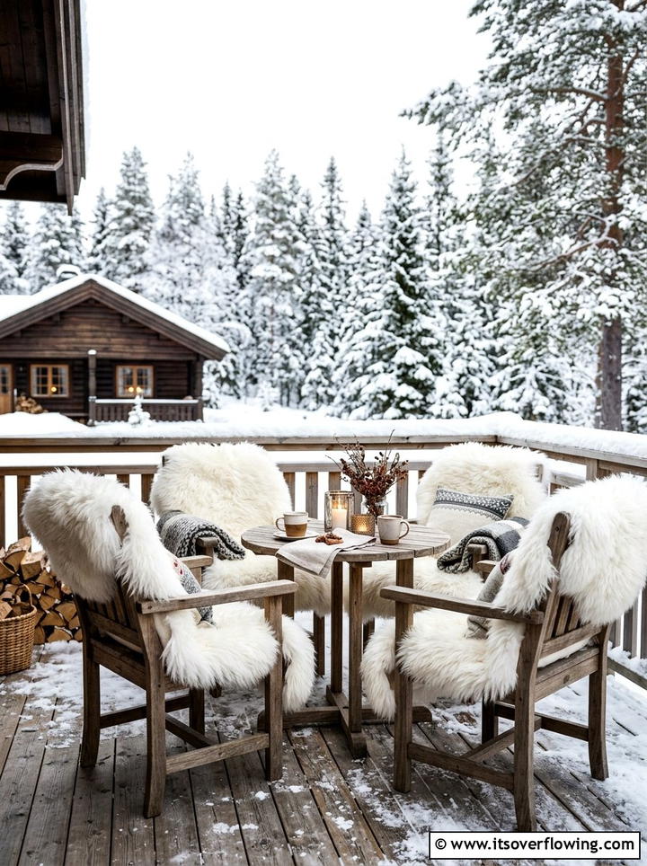 Faux Fur Chair Cover - 25 front porch ideas for cold climates
