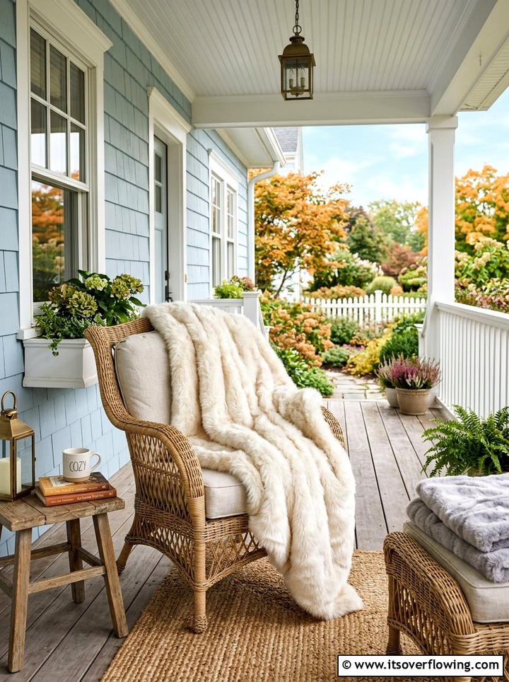 Faux Fur Throws - 25 front porch decor ideas for winter