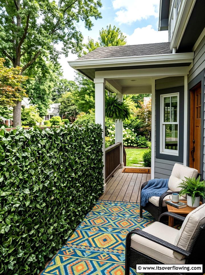 Faux Ivy Privacy Wall - 25 front porch ideas with privacy screens